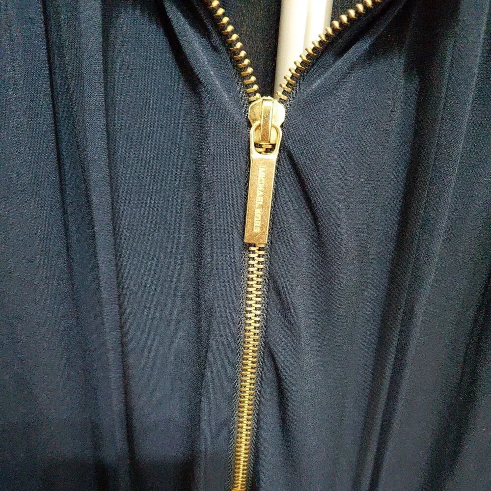 New Michael Kors Basic Sleeveless Dress Womens XL in Navy Strings Zipper $110